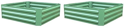 Selections Pack of 2 Metal Raised Vegetable Beds in Green (100cm x 100cm x 30cm)