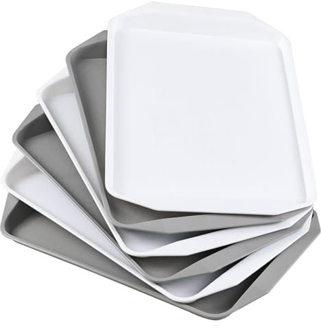 Qshape Plastic Large Food Serving Tray, Plastic Cafeteria Trays, 6-Pack
