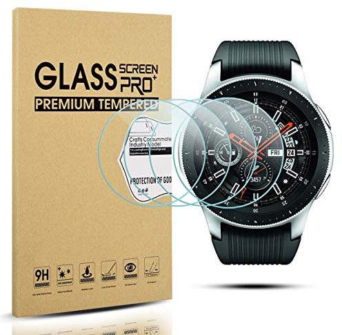 Diruite 4Pcs Screen Protector for Samsung Galaxy Watch 46mm/Gear S3 Cover | 9H Hardness Tempered Glass Screen Cover,HD Clear,Anti Scratch,Touch Sensitive,No Bubbles,Ultra-thin Full Coverage Protection
