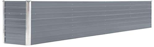 Festnight Jardinera de Jardín de Acero Galvanizado Macetas para Flores Jardineras Exterior Gris 320x40x45 cm