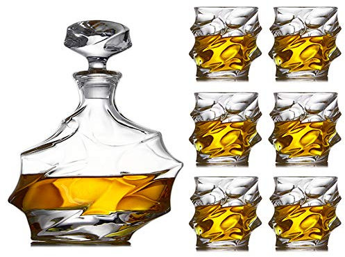 Ensemble De Carafe À Verres À Whisky En Cristal, Avec 6 Verres À Whisky Et Bouchon Ensemble De Carafe À Liqueur Classique Pour Whisky, Scotch Ou Bourbon,D
