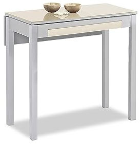 ASTIMESA Mesa de Cocina, Metal, Beig, 80x40cm-extendida 80x60 cms