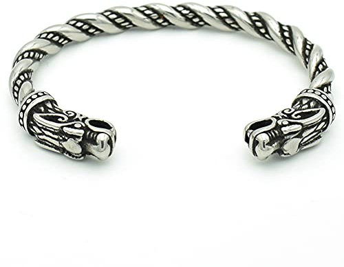 C2Jew Wikinger-Armband Für Männer Fenrir Wolf Verstellbarer Edelstahl Heidnischer Schmuck Nordische Odins Mythologie Od