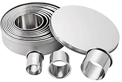 CENPEK Juego de 12 moldes de Galletas Redondos, cortadores de pastelería de Acero Inoxidable, cortadores de Galletas Circulares de Acero Inoxidable, para pastelería Donut Fondant, Hornear