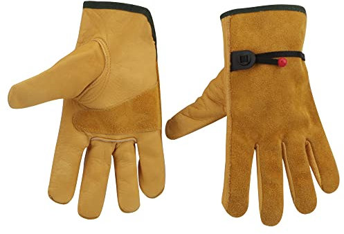 TMZHISTAR Gants de travail en cuir de vache pour homme et femme, gants de jardinage, gants de conduite (taille M)