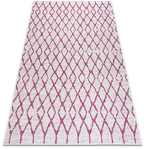 Teppich SISAL SION Gitter Flach gewebt Ecru/Fuchsia 120x170 cm