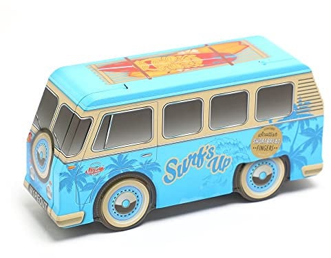 Camper Van with Wheels Shortbread Biscuit Tin 300g - Assorted Shortbread Finger Biscuits - Gift Tin Set For All Occasions- Valentine, Christmas, Birthday, Mother's and Father's Day