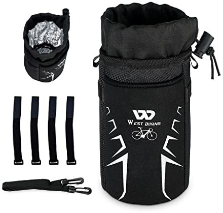 Porte Gourde Velo Isotherme Porte Bidon Guidon avec Sangle et Poche Porte Gourde VTT Support de Gourde Vélo Porte Bidon Selle Vélo Porte Bidon sans Vis pour Véllo Poussette Trottinette