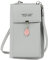 FuninCrea Crossbody Phone Bag, Fashion PU Shoulder Bag With Zipper, Mobile Phone Wallet Bags with Three Layers, Small Cross Body Bag with Metal Leaves for Cellphone, Key, Card(grey)