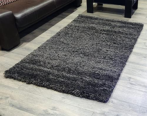 Roseley Shaggy Rugs For Bedroom No Shedding Super Soft Fluffy Rug Office Living Room Carpets Small Large Gaming Rug Oeko- Tex [160 x 230cm, Charcoal Black]