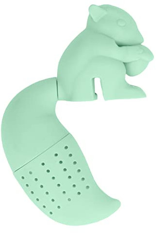 Eichhörnchen-Tee-Ei, Eichhörnchen-Teesieb, Spülmaschinenfest, Niedlich, Dehnbar, Silikon (Grün)