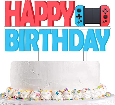 Yuezoloz Video Game Cake Toppers, Game Controller Theme Cake Decorations,Birthday Cake Decorations Picks for Boys Gaming Themed Birthday Party
