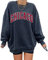 GeGekoko Damen übergroße Sweatshirt CHIGAGO Oversized Langarmshirt Rundhals Pullover Casual Oberteile Tops Chigago Navy Blau L