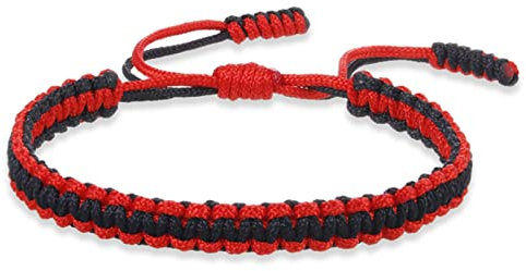 CHOUBAGUAI Handgefertigte, geflochtene Glücks-Seil-Armbänder für Damen und Herren, mehrfarbig, tibetisch, buddhistisch, Armband, Paare, Armreifen, Freundschaftsschmuck, Geschenk, Rot / Schwarz
