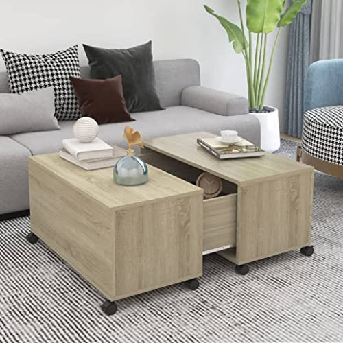 puraday Table Basse Table Dappoint Salon 75x75x38 cm Petite Table D’Appoint Table Gigogne Table Basse Rangement Table Basse Relevable Extensible Table Salon Chêne Sonoma