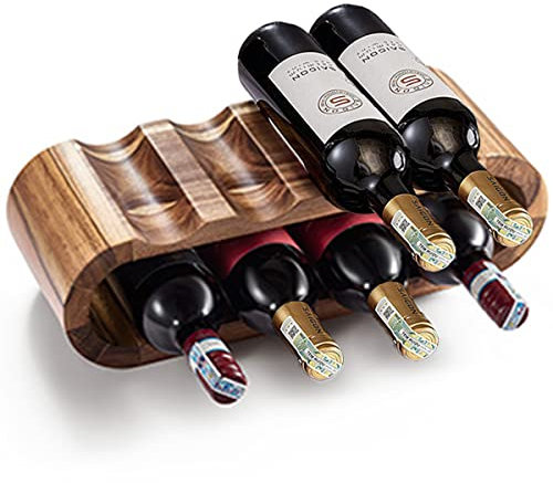 Acacia Wood Countertop Wine Rack, 2-Tier 8-Bottle Stand, Free-Standing, No Assembly Required