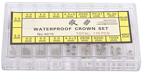 Uhr Krone und Stem Set, Uhrenkronen Ersatzteile Uhren-Reparatur-Set Edelstahl-Uhrenkronen-Federstangen-Set Rolex Parts Verlängerung Kronen-Zubehör Ersatz-Werkzeug Reparatur Set mit Box