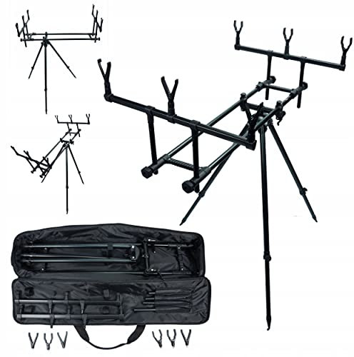 Premium Tripod Angel Dreibein Karpfen Rutenständer Rod Pod mit Buzzerbar