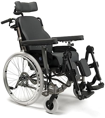 FabaCare Multifunktionsrollstuhl INOVYS II mit Trommelbremse, Pflegerollstuhl, Transportrollstuhl, Rollstuhl, höhenverstellbar, neigbar, tiefenverstellbar, Liegefunktion, Sitzbreite 40 cm