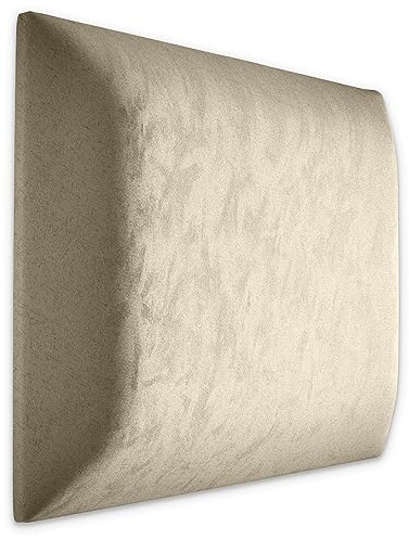 Muralo Wandkissen Gepolstert, Samt, Wandpolster - 40x40 cm, Creme | Wandpaneel, ideal als Bettkopfteil oder Lendenkissen - für Schlafzimmer und Wohnzimmer, einfache Anbringung mit Montagekleber