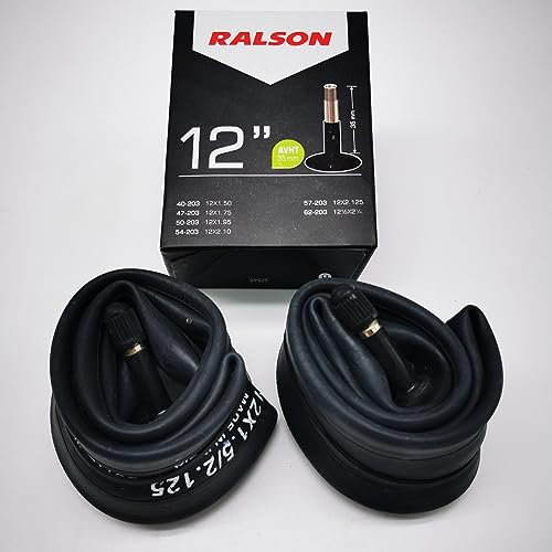 Ralson 2X Schlauch 12 Zoll | AV Ventil 35mm | 12x1.75/2.125 | ETRTO: 40 bis 62-203 | Fahrrad MTB BMX Schläuche Kinderwagen Roller