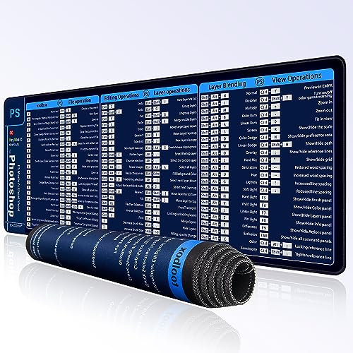 excovip Tapis de Souris de Gaming avec Bords Cousus - 800 x 300 mm - XXL - Tapis de Souris de qualité supérieure - Noir - en Tissu texturé - pour Ordinateur - Combinaisons de Touches PS - 0131