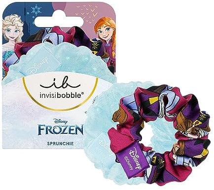 invisibobble KIDS Scrunchie Disney Frozen – Bunt & Hellblau 2er Set – Haarschmuck Mädchen, Haargummis Mädchen, Exklusives Scrunchies Set für Kinder
