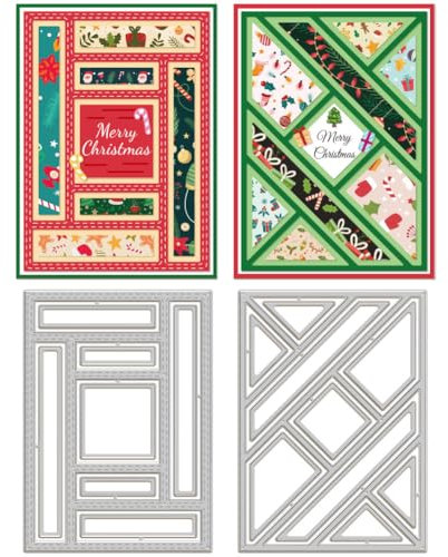 GLOBLELAND Splicing Rectangular Background Board Cutting Dies for Card Making Triangle Background Die Cuts Carbon Steel Embossing Stencils Template for DIY Scrapbooking Album Craft Decor