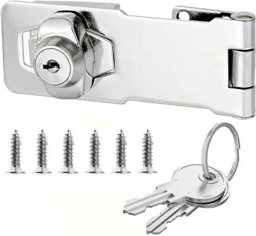Litensh Lucchetto con serratura a serratura, Serratura a Chiave, Lucchetto Hasp, Chiusure Hasp, chiavistello, chiavistello, serratura per porte, Cassetto Armadio Serrature Hasp (2.5 Inch)