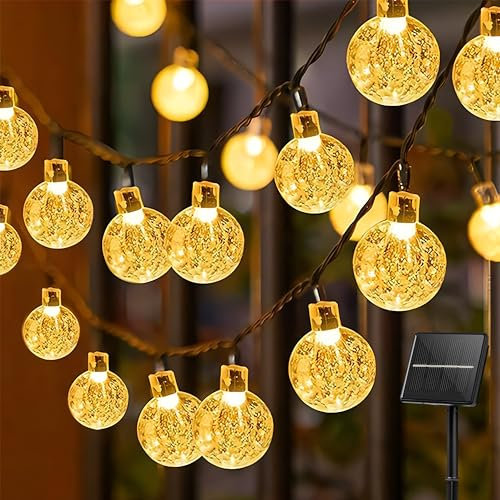 Kimuwote Solar Lichterkette Aussen 50 LED, Lichterkette Außen Solar, 7M Solar Lichterkette outdoor, 8 Modi IP65 Wetterfest für Balkon Terassen Garten Bäume Weihnachtsdekoration Festival(warmweiß)