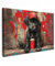 MuchoWow© Bild auf Leinwand Groß 120x80 cm XXL Schlafzimmer Bilder Badezimmer Wand Deko Wohnzimmer Modern Wanddeko Bilderwand Geschenk Graffiti - Hund - Welpe - Street Art - Rot