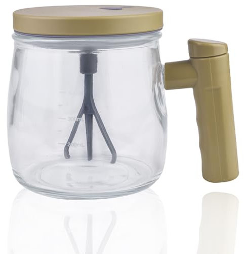 Taza autoagitable: 400 ml Self Stirring Mug con escala, vaso alto de vidrio de borosilicato, taza de agitación automática, taza de café portátil, vaso de mezcla para café, té, leche, proteína en polvo
