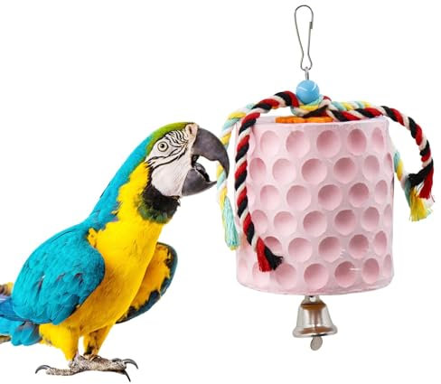 Juguete extra grande para masticar pájaros, piedra de calcio para moler pico de loro con campanas, accesorios de jaula para pájaros, juguetes de jaula para cacatúa, periquito, loro, periquitos, ratas,
