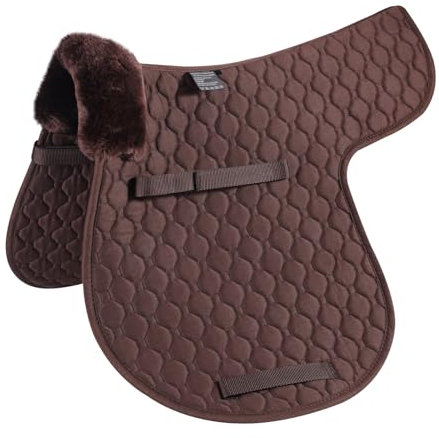 Merauno Echtes Lammfell Sattelkissen Sattel Dressur und Allzweckkissen mit Echtes Lammfell und gesteppter Baumwolle, Kranz aus Lammfell vorne, (VSS (Versatility), Braun mit braunem Lammfell)