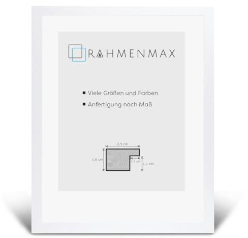 RahmenMax Skane Puzzlerahmen Bilderrahmen Posterrahmen 67 x 90 cm Weiß Hochglanz Passgenau Handgefertigt inklusive klarer Acryl Verglasung