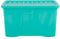 Wham Crystal 60 Liter Storage, Heavy Duty Plastic Storage Box With Lids Home Office Stackable Nestable, Large Storage Boxes With Lids 60 x 40 x 33 cm - Tint Spearmint (Pack of 4)
