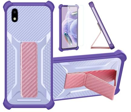 Aroepurt Hülle Für Zte Blade A3 2020 Hülle Case Handyhülle Schutzhülle Cover [mit gehärtetem Glas-Screen-Protector] Hybrid [Folding Support Magnetic] [Frosted Anti-Fingerprint] Lila
