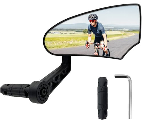 Homieway Fahrradspiegel, Echtglas HD Fahrrad Rückspiegel, Einklappbar Spiegel für Fahrrad, Konvexer Fahrradlenkerspiegel, Fahrradspiegel für E-Bike Lenker Rechts(14-20mm)