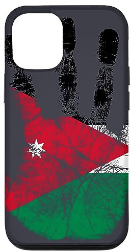 Hülle für iPhone 12/12 Pro Jordanische Flagge Handabdruck Symbol Vintage Stil