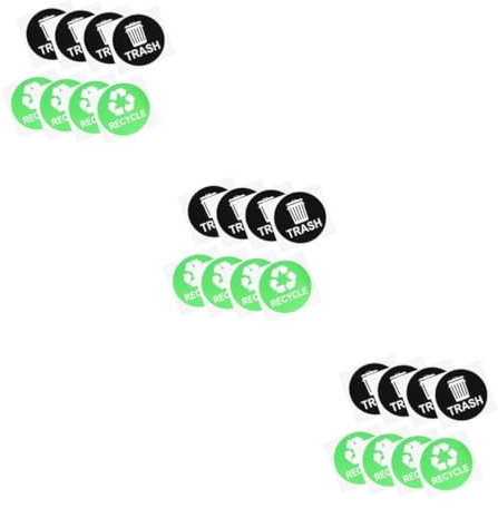 Lurrose 24piezas Etiquetas Para Papelera De Reciclaje y Autoadhesivas Impermeables Para Identificación De Contenedores Trash Recycle