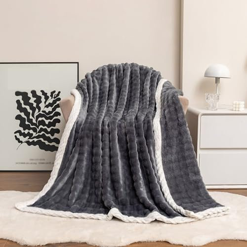 XIEMINLE Flauschige Samtdecke, große Fleecedecke, weiche Decke für Sessel, Couch, Schlafzimmer, warme Flanelldecke, Bettüberwurf, vielseitige Decke, passend für alle Jahreszeiten (180 x 200 cm, Grau)