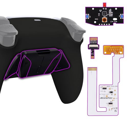 eXtremeRate Rise4 V3 Remap Kit Programmabile per ps5 Controller BDM-030/040/050,Palette Back Button Paddles per ps5 Joystick,4 Tasti Aggiuntivi Cover Posteriore per Joypad-Nero