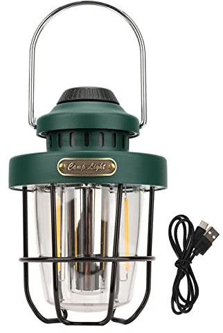 Koieam Lanterne de Camping LED, Lanterne de Camping Vintage Lanterne de Camping rétro LED Portable Multifonctionnelle Lampe de Tente Rechargeable pour l'extérieur (Dark green)