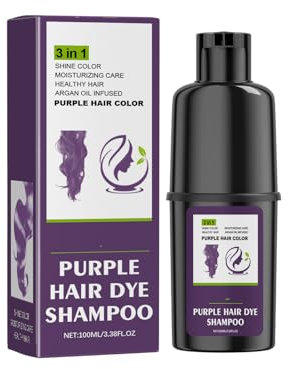 CreMHHate Haarfarbe Shampoo Lila, 100ml - Natürliche Haarfarbe, Anti Grau Shampoo für Männer & Frauen