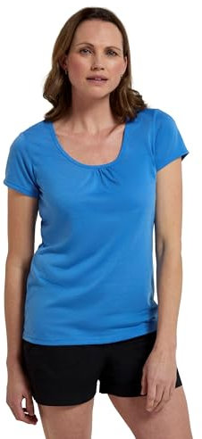 Mountain Warehouse Agra Womens T-Shirt - Lightweight Ladies Shirt, Quick Dry, Breathable Tee, Sweat Wicking Tee Shirt - for Spring Summer & Outdoors Bright Blue Women's Size 22