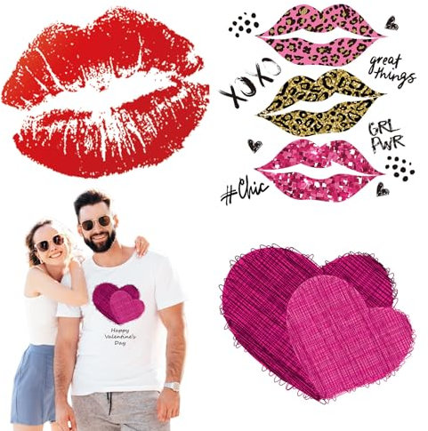 Valentine's Day Iron on Transfer Lips Heart Patch 3Pcs