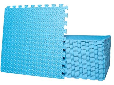Samuel Alexander Blue 12 Piece EVA Foam Floor Protective Tiles Mats 60x60cm Each Set For Gyms, Kitchens, Garages, Camping, Kids Play Matting, Flooring Mats Set Covers 4.32 sqm (46.5 sq ft)