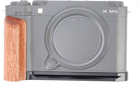 FOTGA X-M5 Poignée latérale en bois en forme de L pour appareil photo Fujifilm X-M5, avec supports de 6,35 mm - Plaque de montage pour trépied Arca Swiss Noir