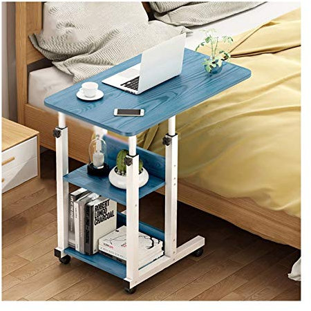 OLSKFUH Mobiler Computertisch Für Übers Bett, Tage, Überbetttisch, Tragbarer Laptop-Schreibtischwagen, Verstellbare Arbeitsstation Mit Rädern Für Das Home-Office, Tisch Mit Räder,Blue-40x80x100cm