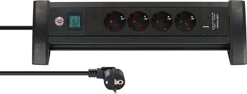 Brennenstuhl Premium Office Line - Ciabatta multipresa con 4 prese con USB C PD 30 W e USB A 18 W (Made in Germany, scatola di derivazione con cavo da 1,8 m e interruttore, presa multipla per